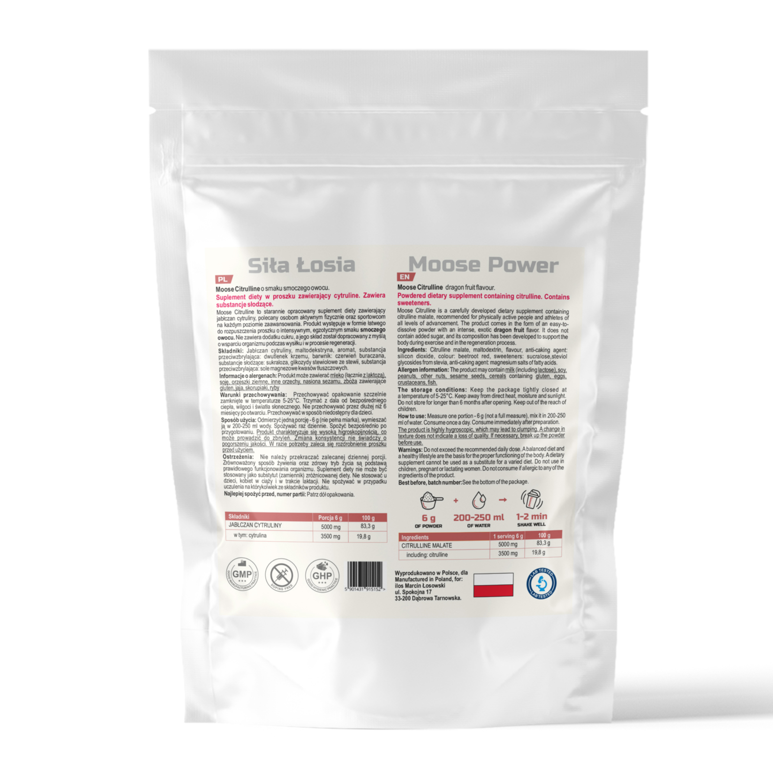 Moose Citrulline o smaku smoczego owocu 1kg - obrazek 2