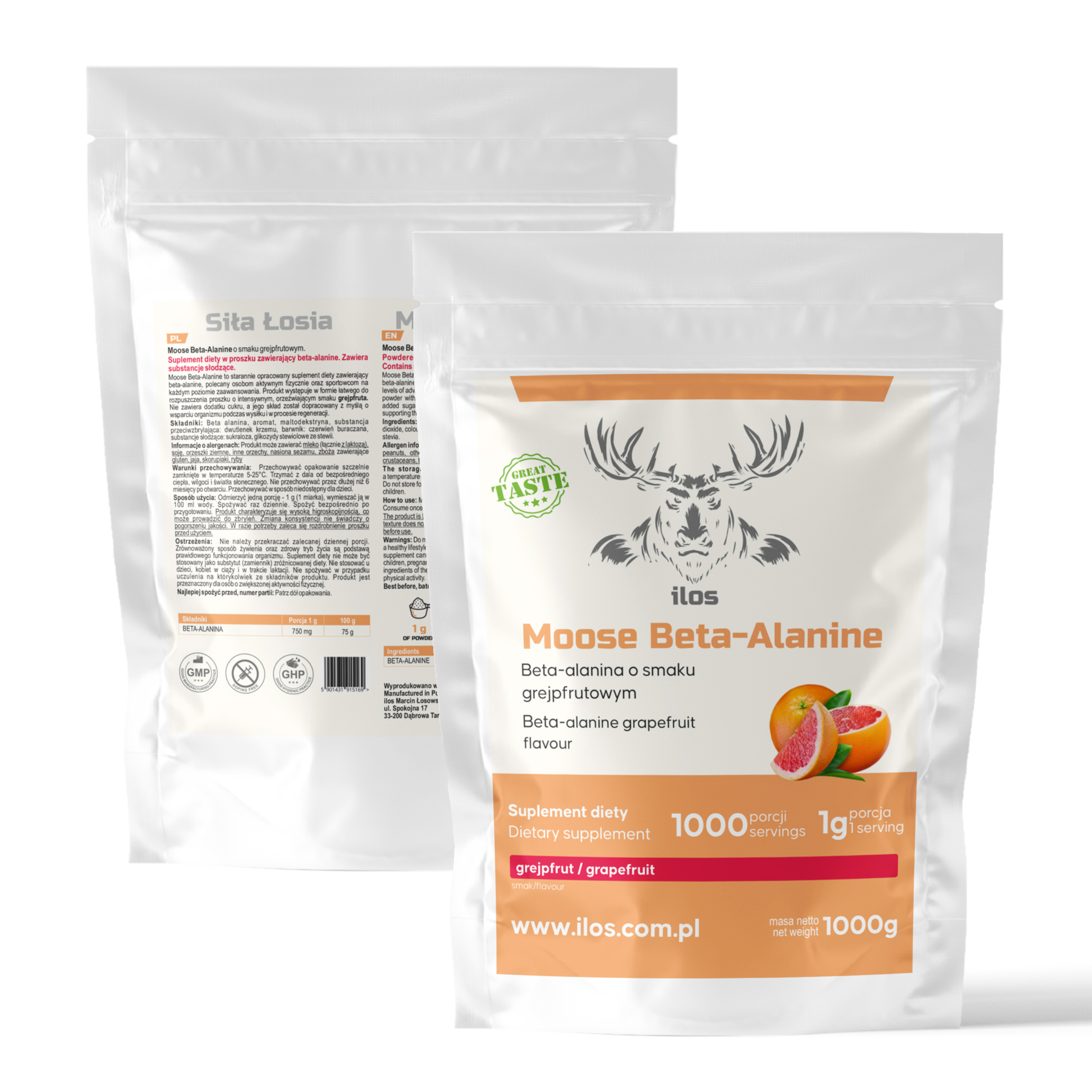 Beta-Alanina Łosia o smaku grejpfruta 1kg - obrazek 3